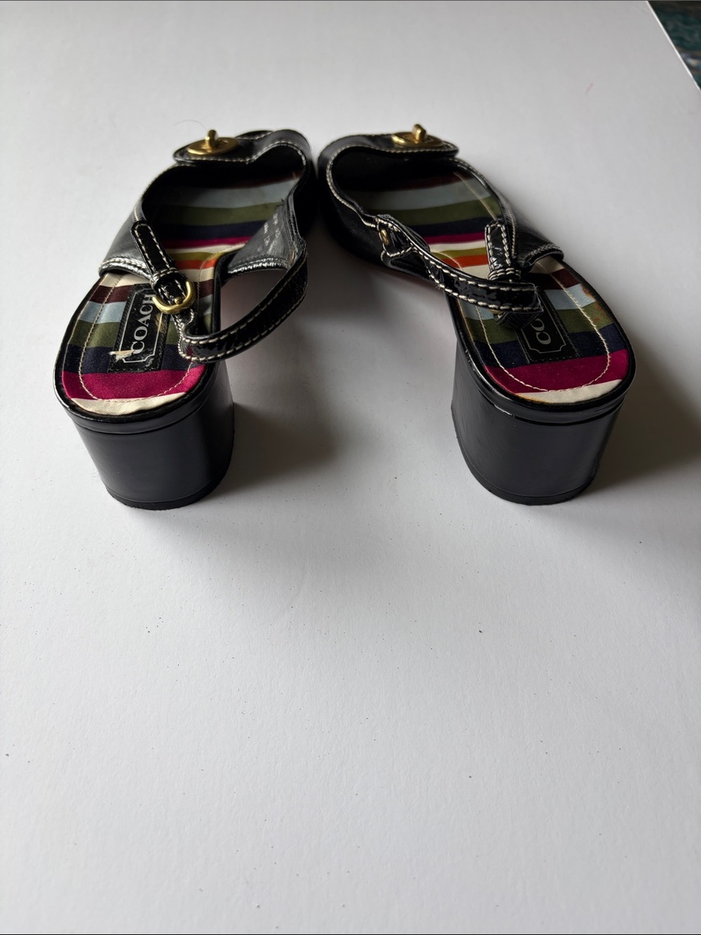 Coach Black Leather Slingback Peep-Toe Sandals - Picture 4 of 4